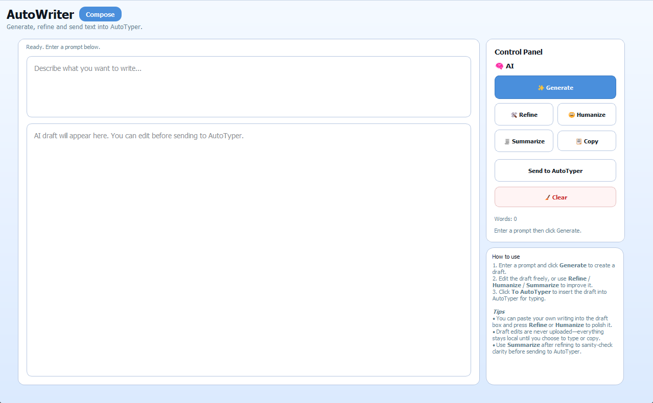 AutoWriter screenshot